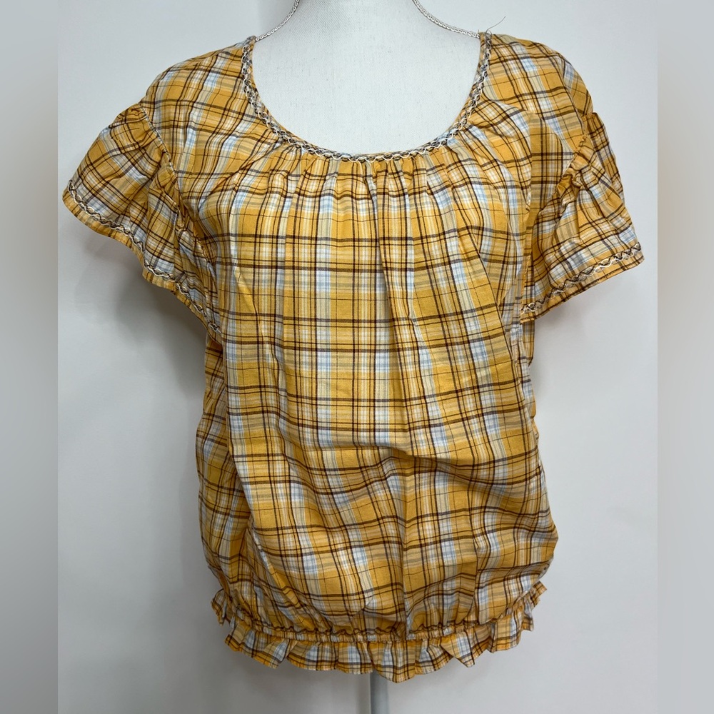 NWT Max Studio Casual Plaid Top size M